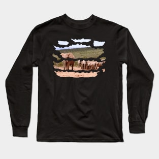 Ripped Wildlife Elephant Herd Long Sleeve T-Shirt